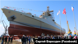 Спуск на воду патрульного корабля в Керчи, январь 2021 года